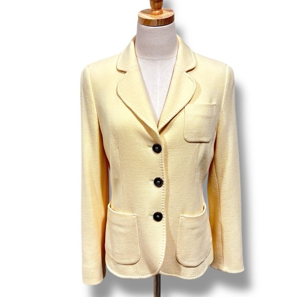 ESCADA Cashmere Wool Retro Blazer Jacket in Canary Yellow Size Small - Picture 1 of 11